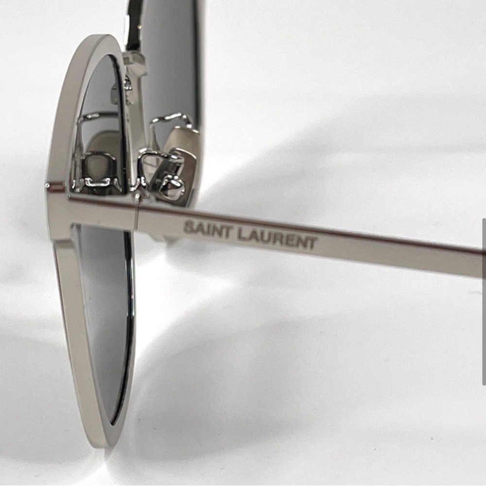 SAINT LAURENT SL 272/K Silver Grey Square Flat Sunglasses NEW - Picture 3 of 15